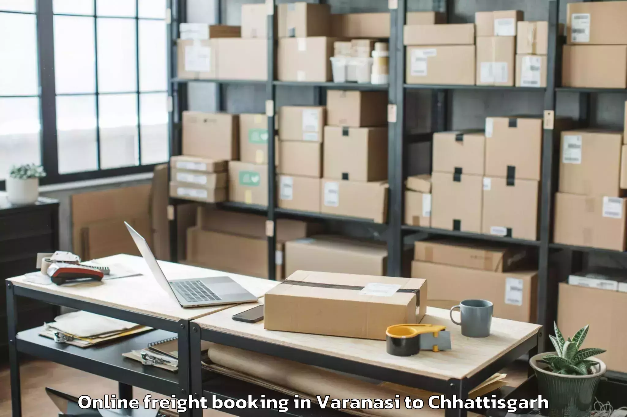 Professional Varanasi to Berla Online Freight Booking